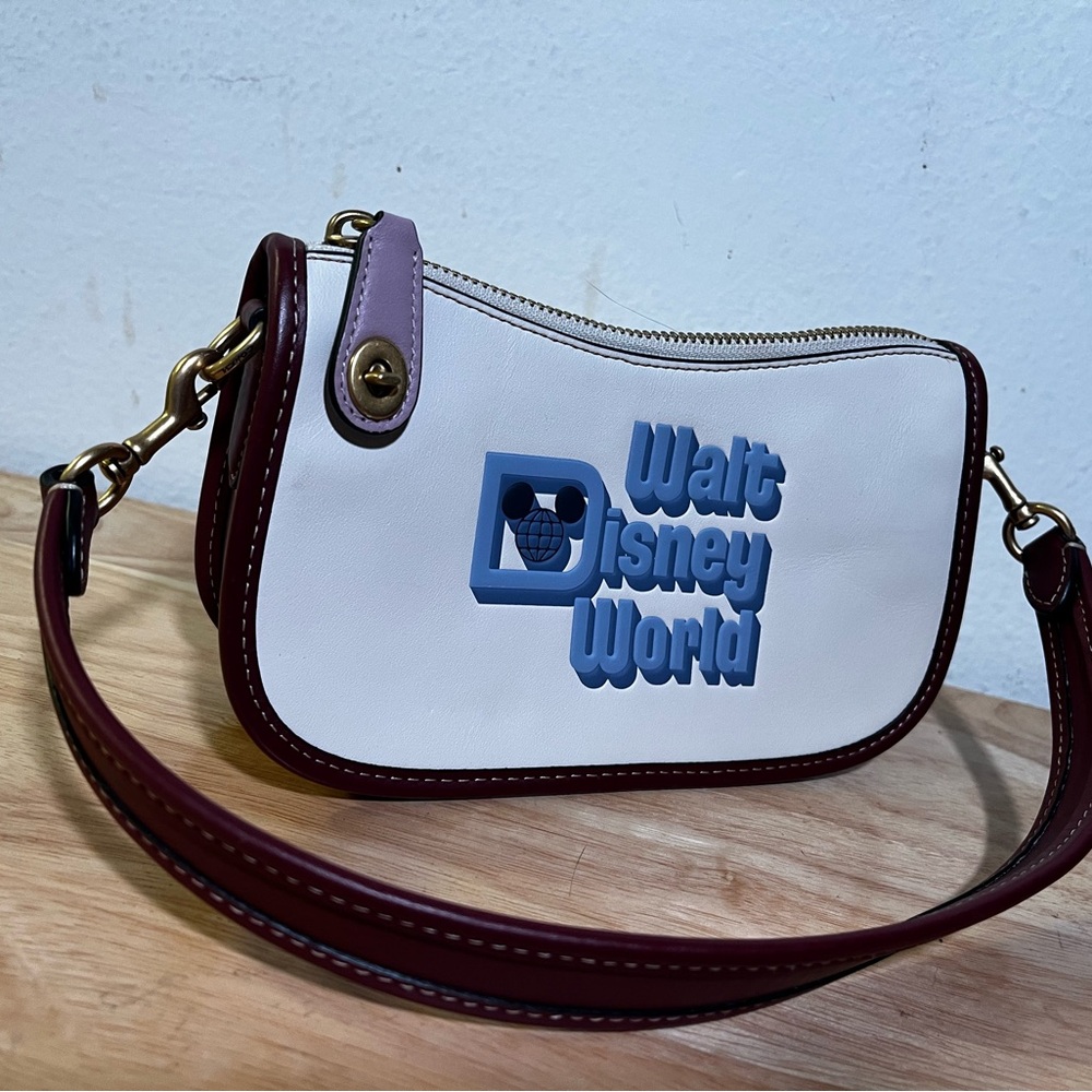 Coach White and Brown Mini Bag with Disney Logo